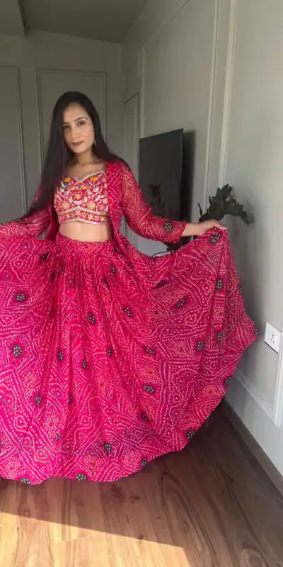  Ram 053 Pink Pure Bandhrej Heavy Embroidery Sequence Lehenga Choli Wedding, Party, Festive, Events Etc.4-6 Working Days@ 2499/-only | Lehenga, Bollywood Lehenga, Creative Lehenga, Designer Lehenga, Embroidered Lehenga, Party Wear Lehenga