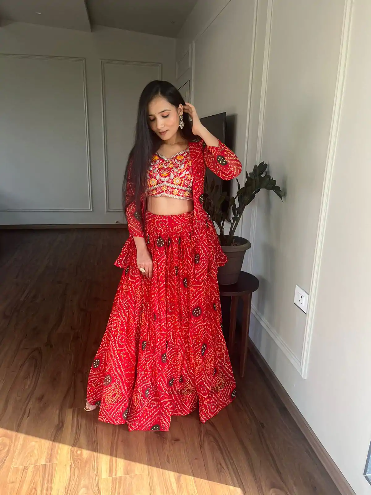  Ram 053 Red Pure Bandhrej Heavy Embroidery Sequence Lehenga Choli Wedding, Party, Festive, Events Etc.4-6 Working Days@ 2499/-only | Lehenga, Bollywood Lehenga, Creative Lehenga, Designer Lehenga, Embroidered Lehenga, Party Wear Lehenga