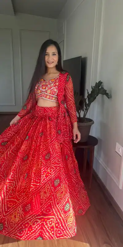 Ram 053 Red Pure Bandhrej Heavy Embroidery Sequence Lehenga Choli Wedding, Party, Festive, Events Etc.4-6 Working Days@ 2499/-only | Lehenga, Bollywood Lehenga, Creative Lehenga, Designer Lehenga, Embroidered Lehenga, Party Wear Lehenga