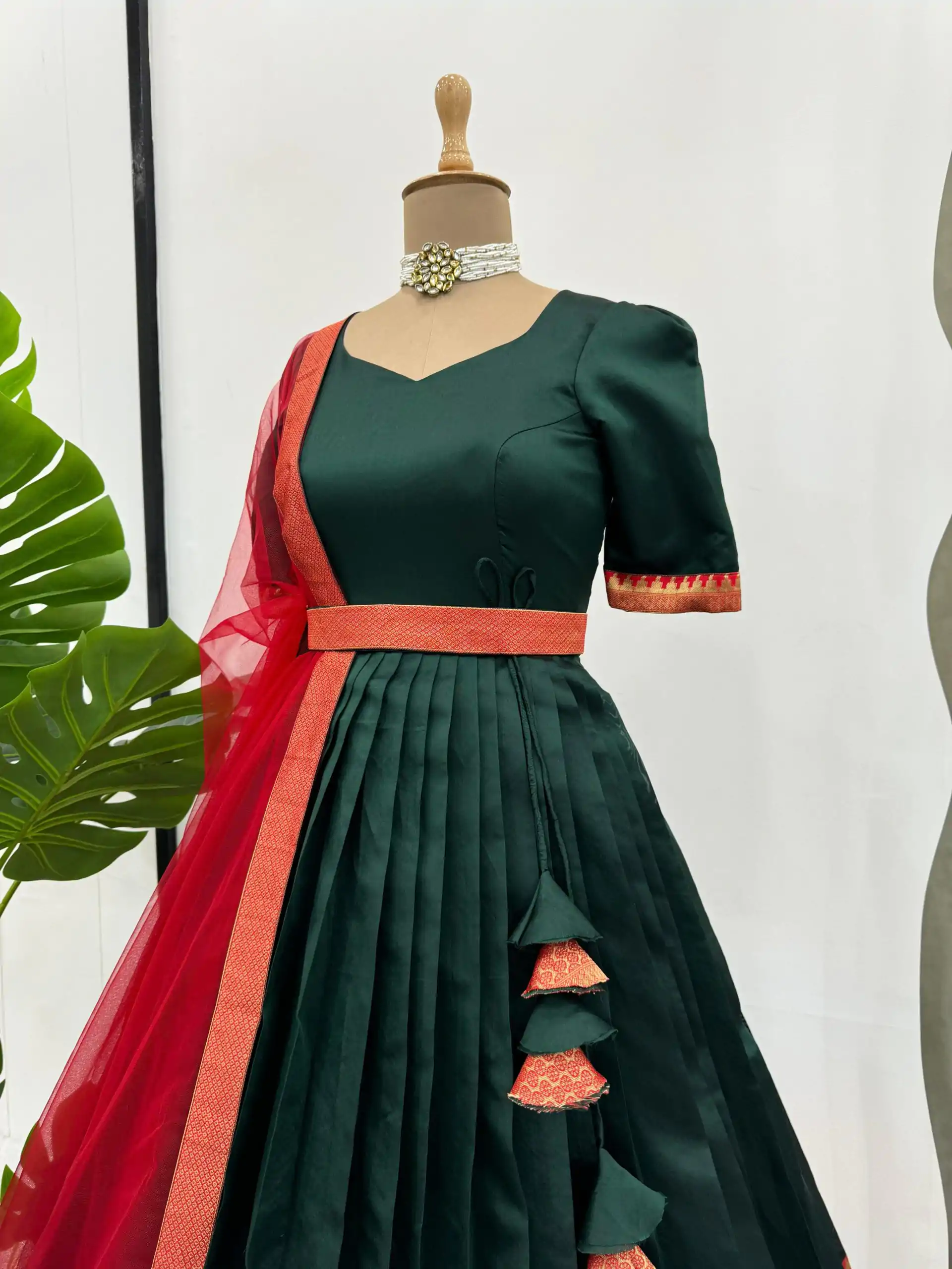 RTC 5773 Green Color Jequed Silk Four side lace broder Plain Gown Wedding, Party, Festive, Events Etc.4-6 Working Days @2099/- only | Gowns, Bollywood Gowns, Creative Gowns, Designer Gowns, Embroidered Gowns, Party Wear Gowns