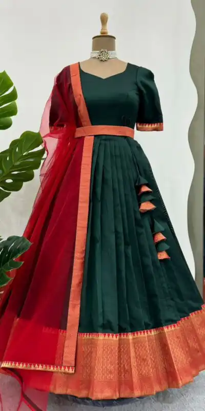 RTC 5773 Green Color Jequed Silk Four side lace broder Plain Gown Wedding, Party, Festive, Events Etc.4-6 Working Days @2099/- only | Gowns, Bollywood Gowns, Creative Gowns, Designer Gowns, Embroidered Gowns, Party Wear Gowns