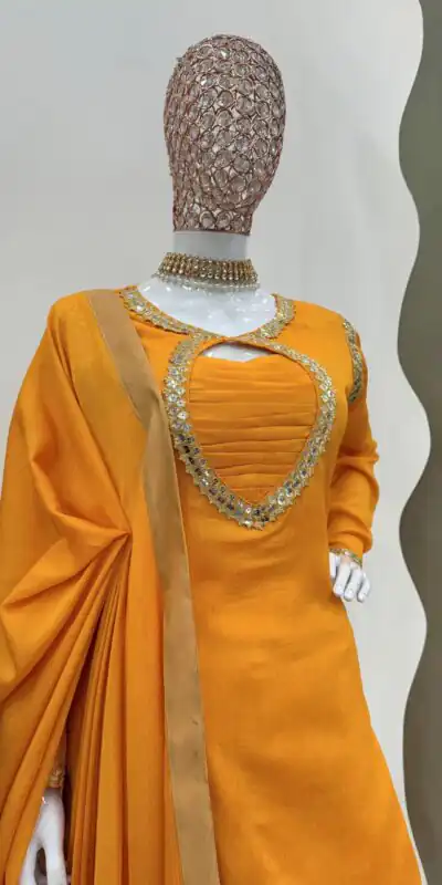 RTC 5774 Yellow Mellow Yellow Color Chinon silk Party Wear Sequnce Sharara Suit Wedding, Party, Festive, Events Etc.4-6 Working Days@2149/- only | Jump Suits, Salwar suit, Designer Suits, Casual Suits, Creative suits, Palazzo Suits, Party Wear Suits, Patiala Suits, Straight Suits