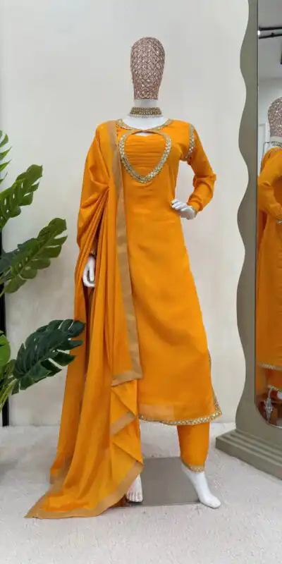 RTC 5774 Yellow Mellow Yellow Color Chinon silk Party Wear Sequnce Sharara Suit Wedding, Party, Festive, Events Etc.4-6 Working Days@2149/- only | Jump Suits, Salwar suit, Designer Suits, Casual Suits, Creative suits, Palazzo Suits, Party Wear Suits, Patiala Suits, Straight Suits