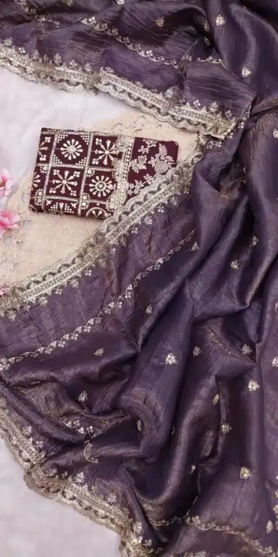 SSS 403 Purple Color Georgette Work Embroidery Work Saree Casual, Party Wear, Wedding, Events Etc.4-6 Working Days@ 2499/- only | Sarees, Bollywood Sarees, Creative Sarees, Designer Sarees, Embroidered Sarees, Ethnic Saree, Modern Digital sarees, Party Wear Sarees
