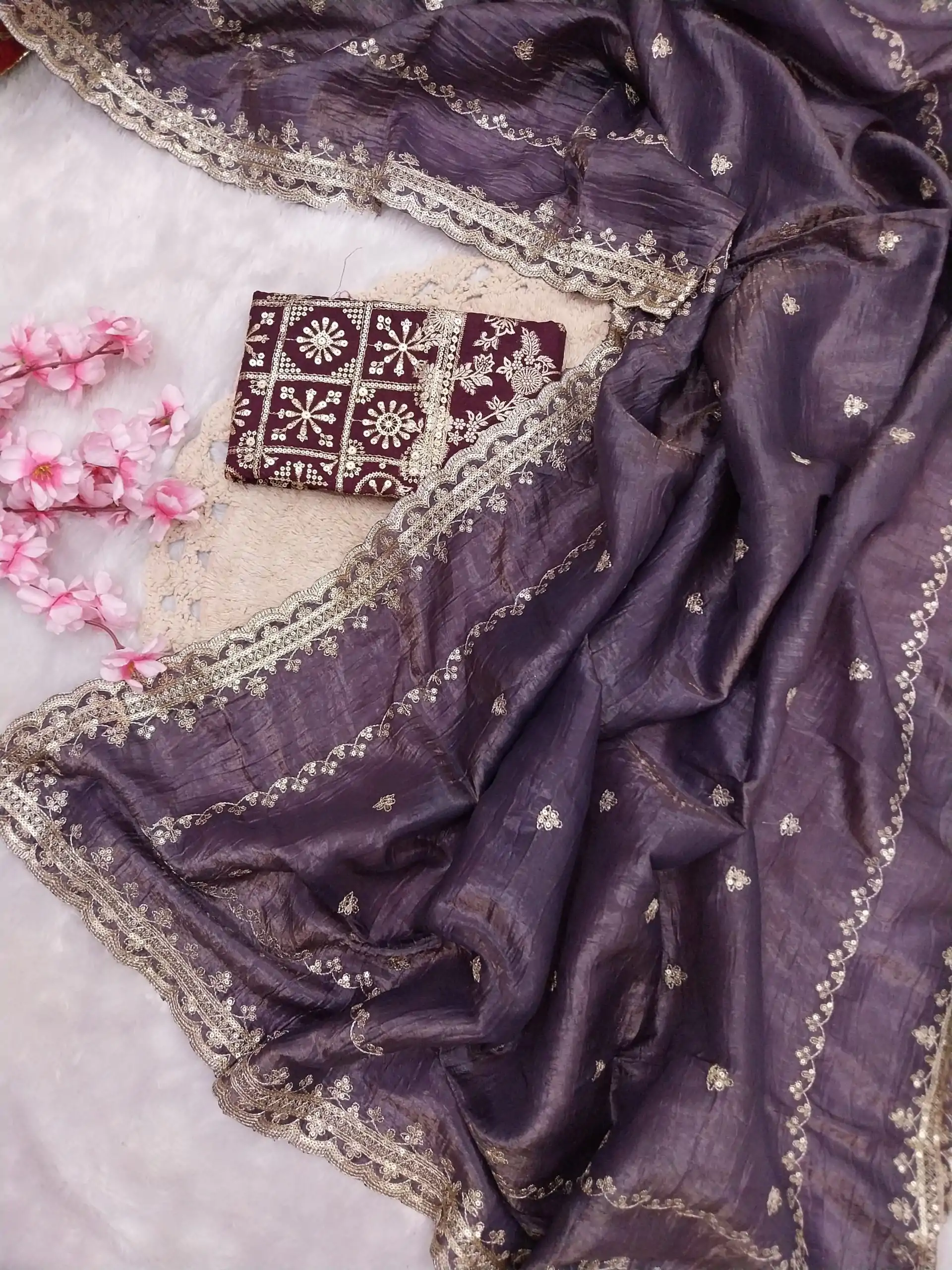 SSS 403 Purple Color Georgette Work Embroidery Work Saree Casual, Party Wear, Wedding, Events Etc.4-6 Working Days@ 2499/- only | Sarees, Bollywood Sarees, Creative Sarees, Designer Sarees, Embroidered Sarees, Ethnic Saree, Modern Digital sarees, Party Wear Sarees