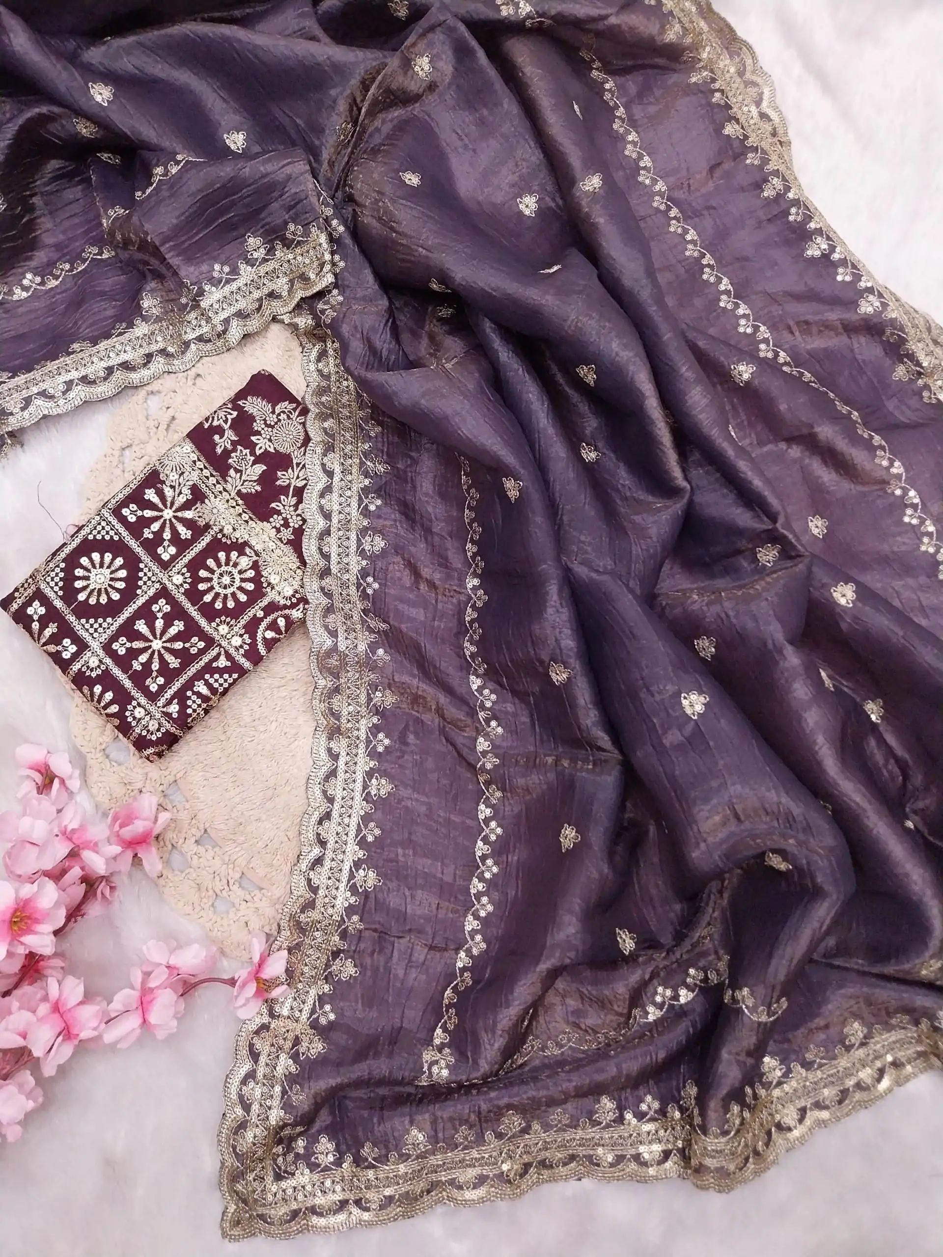 SSS 403 Purple Color Georgette Work Embroidery Work Saree Casual, Party Wear, Wedding, Events Etc.4-6 Working Days@ 2499/- only | Sarees, Bollywood Sarees, Creative Sarees, Designer Sarees, Embroidered Sarees, Ethnic Saree, Modern Digital sarees, Party Wear Sarees