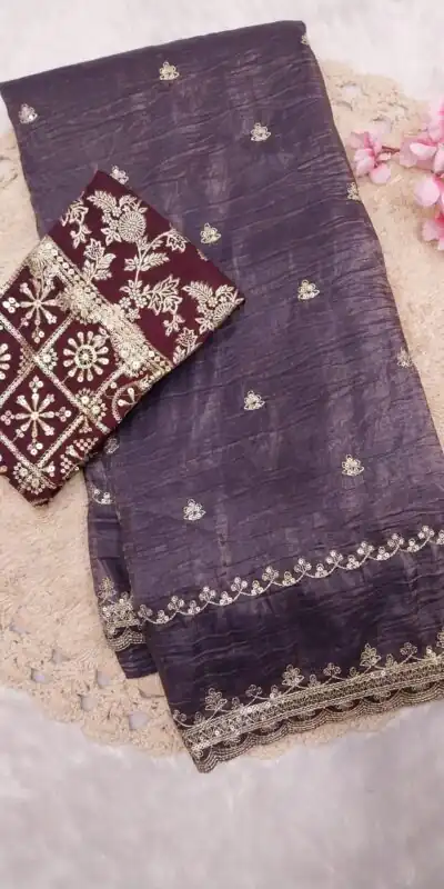 SSS 403 Purple Color Georgette Work Embroidery Work Saree Casual, Party Wear, Wedding, Events Etc.4-6 Working Days@ 2499/- only | Sarees, Bollywood Sarees, Creative Sarees, Designer Sarees, Embroidered Sarees, Ethnic Saree, Modern Digital sarees, Party Wear Sarees
