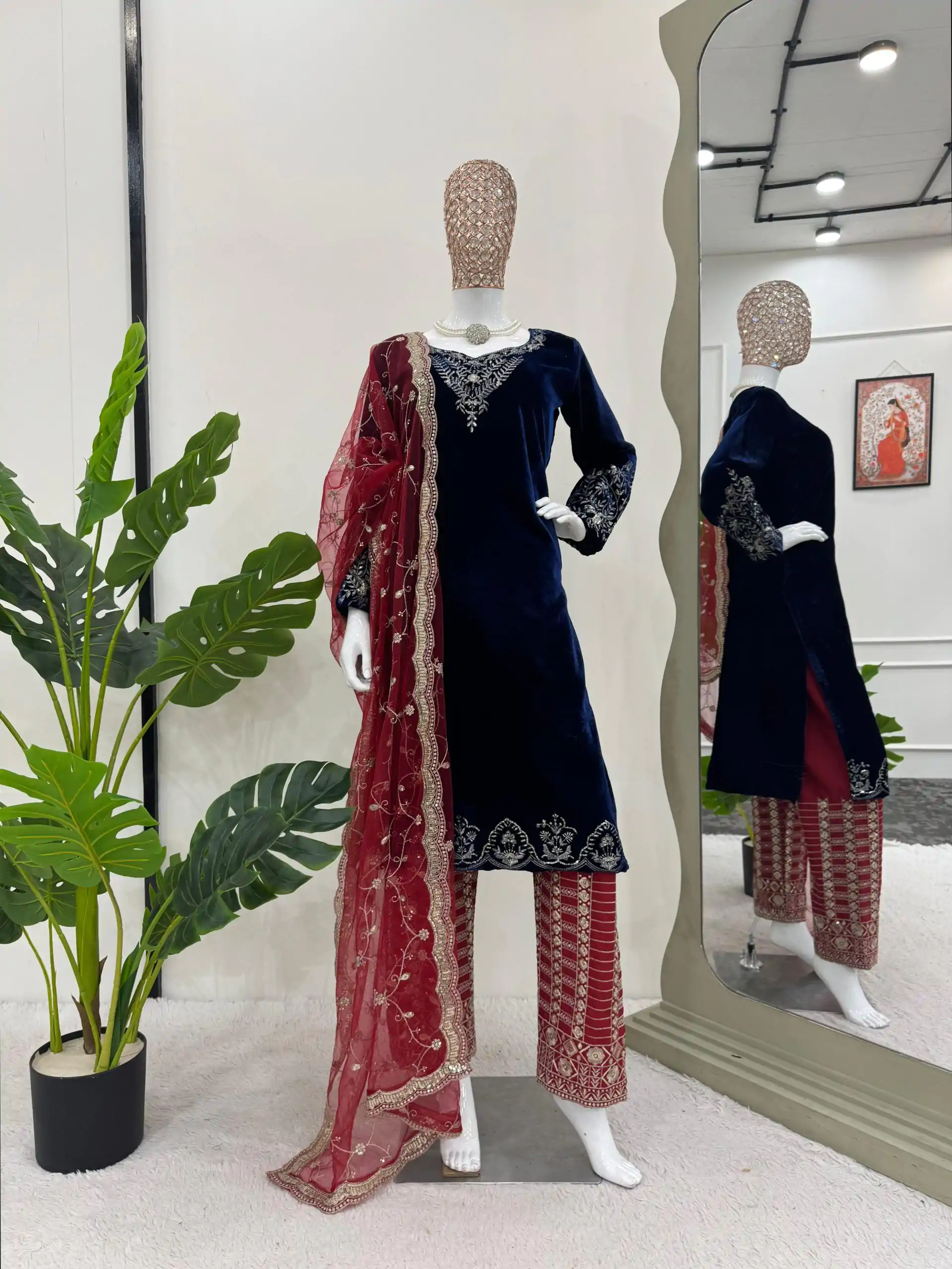 RTC 5777 Navy Blue Color Viscos velvet Thread With Sequnce Salwar Suit Casual, Wedding, Party, Festive, Events Etc.4-6 Working Days@2149/-only | Jump Suits, Salwar suit, Designer Suits, Casual Suits, Creative suits, Palazzo Suits, Party Wear Suits, Patiala Suits, Straight Suits
