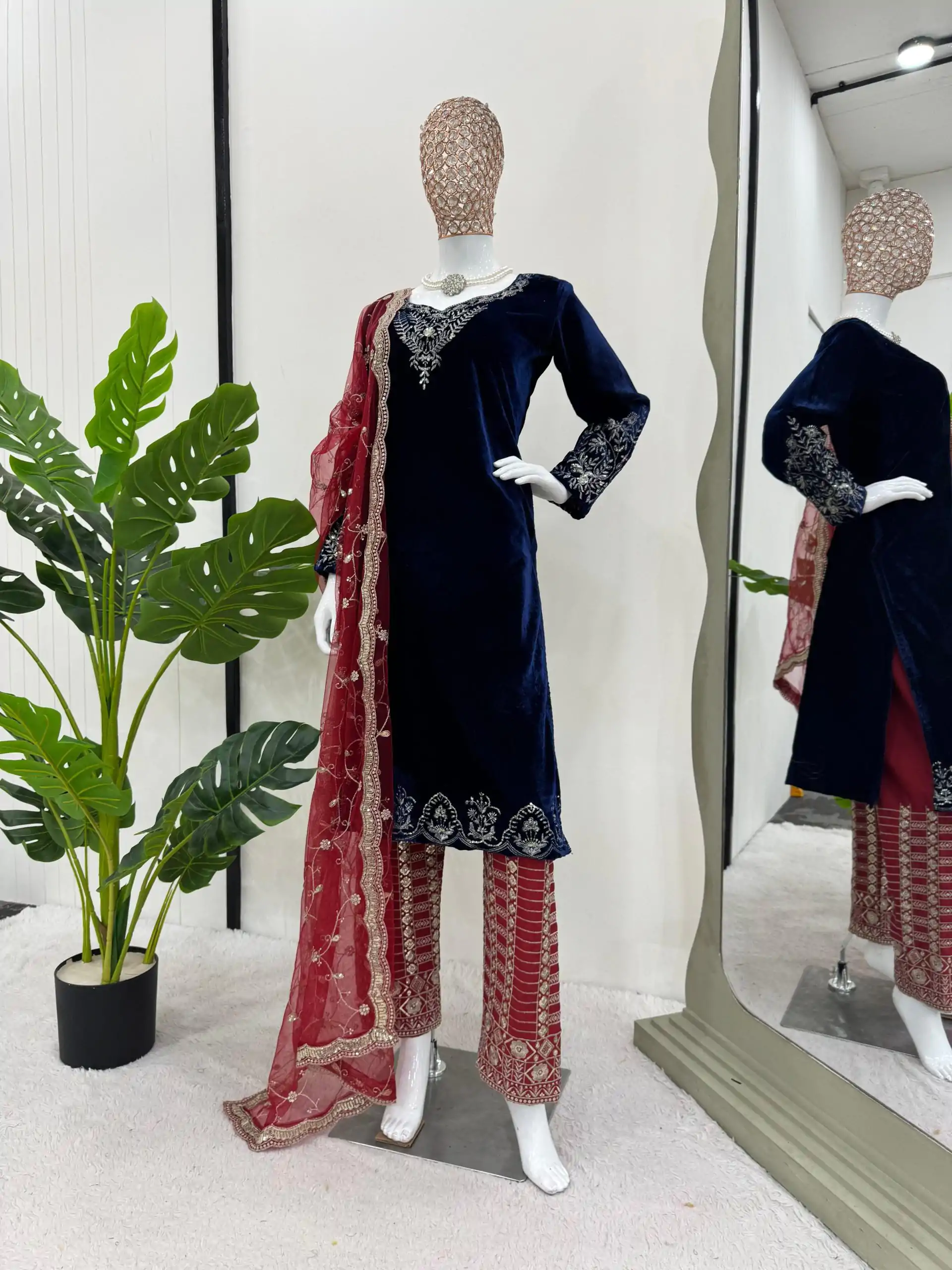RTC 5777 Navy Blue Color Viscos velvet Thread With Sequnce Salwar Suit Casual, Wedding, Party, Festive, Events Etc.4-6 Working Days@2149/-only | Jump Suits, Salwar suit, Designer Suits, Casual Suits, Creative suits, Palazzo Suits, Party Wear Suits, Patiala Suits, Straight Suits