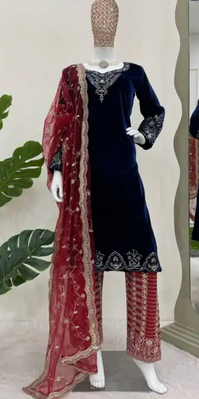 RTC 5777 Navy Blue Color Viscos velvet Thread With Sequnce Salwar Suit Casual, Wedding, Party, Festive, Events Etc.4-6 Working Days@2149/-only | Jump Suits, Salwar suit, Designer Suits, Casual Suits, Creative suits, Palazzo Suits, Party Wear Suits, Patiala Suits, Straight Suits