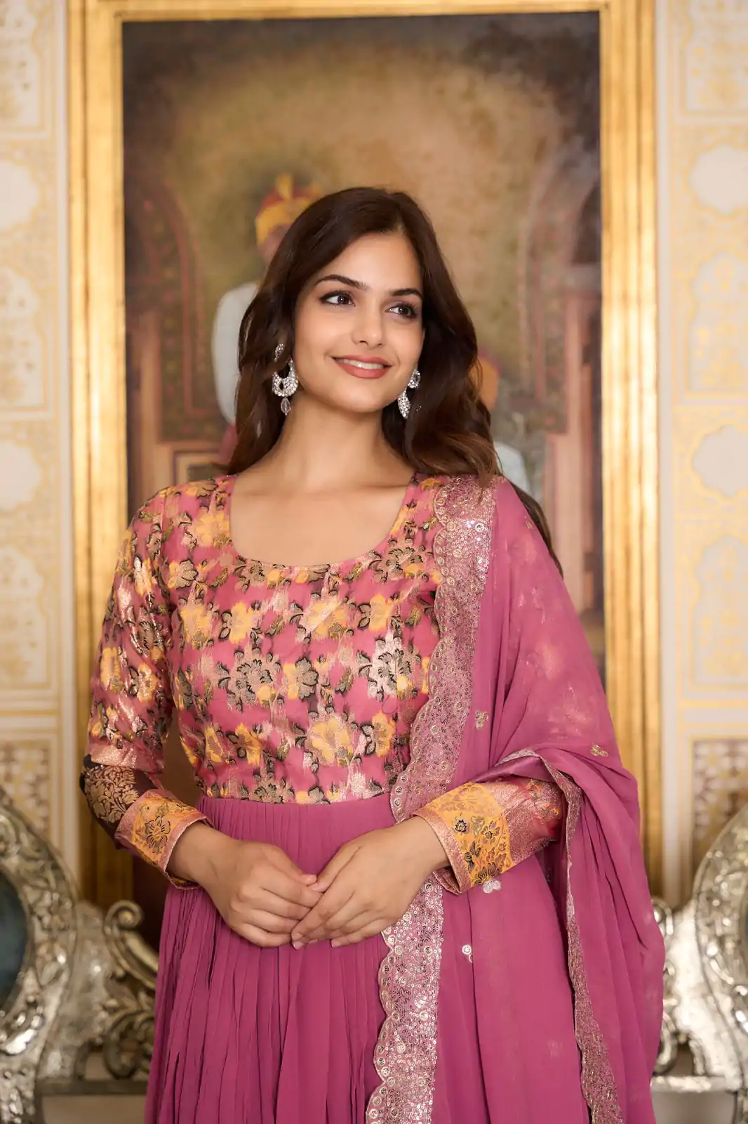  Ram 052 Pink Color Fox Georgette Embroider Pure Zecard Work Gown Wedding Party, Festive, Events Etc.4-6 Working Days@2149/-only  | Gowns, Bollywood Gowns, Creative Gowns, Designer Gowns, Embroidered Gowns, Party Wear Gowns, Straight Suits