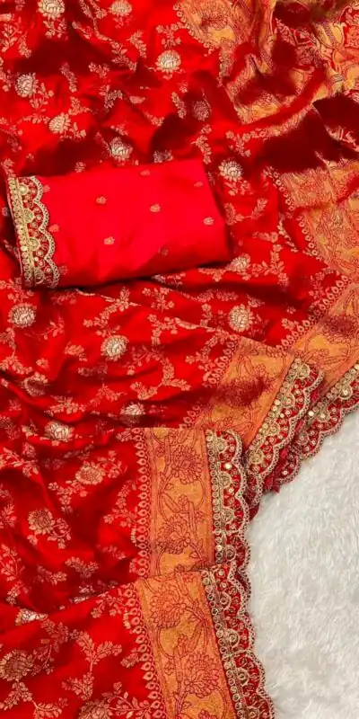 MS 469 Orange color Jacquard Weaving With Embroidery Cording Lace Saree Casual, Wedding, Festive, Events . Expected Delivery  4-6 Working Days @1649/- only                                                                                                                                                                    | Sarees, Bollywood Sarees, Creative Sarees, Designer Sarees, Embroidered Sarees, Ethnic Saree, Modern Digital sarees, Party Wear Sarees