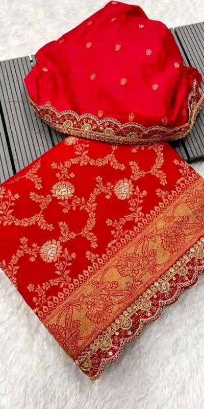 MS 469 Orange color Jacquard Weaving With Embroidery Cording Lace Saree Casual, Wedding, Festive, Events . Expected Delivery  4-6 Working Days @1649/- only                                                                                                                                                                    | Sarees, Bollywood Sarees, Creative Sarees, Designer Sarees, Embroidered Sarees, Ethnic Saree, Modern Digital sarees, Party Wear Sarees