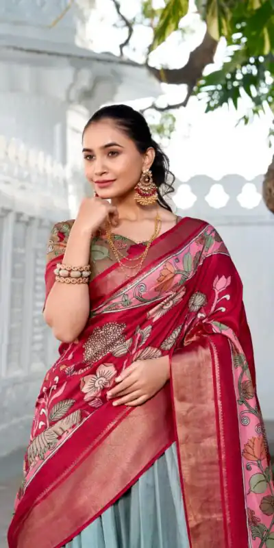 LNB 1234 Red Color Dola Silk Kalamkari Print Zari Border Lehenga Choli  Wedding, Party, Festive, Events Etc. Delivery 4-6 Working Days Rs 2149 | Lehenga, Bollywood Lehenga, Creative Lehenga, Designer Lehenga, Embroidered Lehenga, Party Wear Lehenga