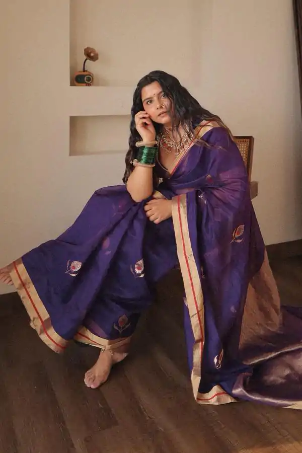 KP 5084 Violet Color Soft Lichi Silk Jacquard Work On All Over Saree Casual, Wedding, Festive, Events . Expected Delivery  4-6 Working Days @1449/- only                                                                                                                                             | Sarees, Bollywood Sarees, Creative Sarees, Designer Sarees, Embroidered Sarees, Ethnic Saree, Modern Digital sarees, Party Wear Sarees