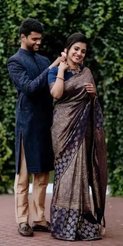 KP 5084 Navy Blue Color Soft Lichi Silk Jacquard Work On All Over Saree Casual, Wedding, Festive, Events . Expected Delivery  4-6 Working Days @1349/- only                                                                                                                                             | Sarees, Bollywood Sarees, Creative Sarees, Designer Sarees, Embroidered Sarees, Ethnic Saree, Modern Digital sarees, Party Wear Sarees