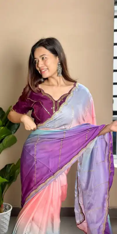 AC Satin Wine Color Soft Georgette Satin With Digital Print Embroidery Work Saree , Wedding, Festive, Events . Expected Delivery  4-6 Working Days @2299/- | Sarees, Bollywood Sarees, Creative Sarees, Designer Sarees, Embroidered Sarees, Ethnic Saree, Modern Digital sarees, Party Wear Sarees