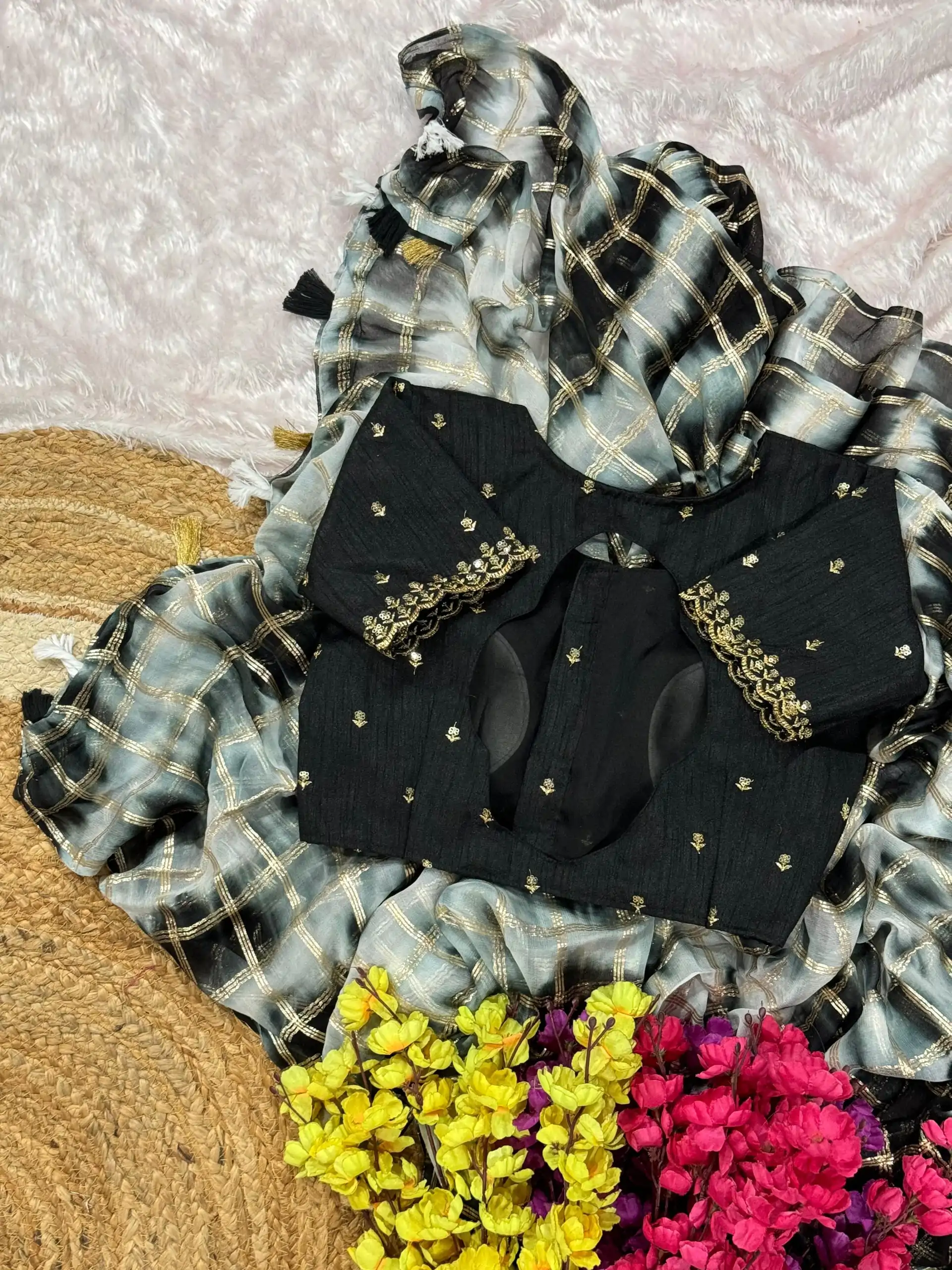 AC Chex Black Color Viscose Georgette Shibori Hand Dyeing Jari Work Saree Casual, Wedding, Festive, Events . Expected Delivery  4-6 Working Days @1849/- only                                                                  | Sarees, Bollywood Sarees, Creative Sarees, Designer Sarees, Embroidered Sarees, Ethnic Saree, Modern Digital sarees, Party Wear Sarees