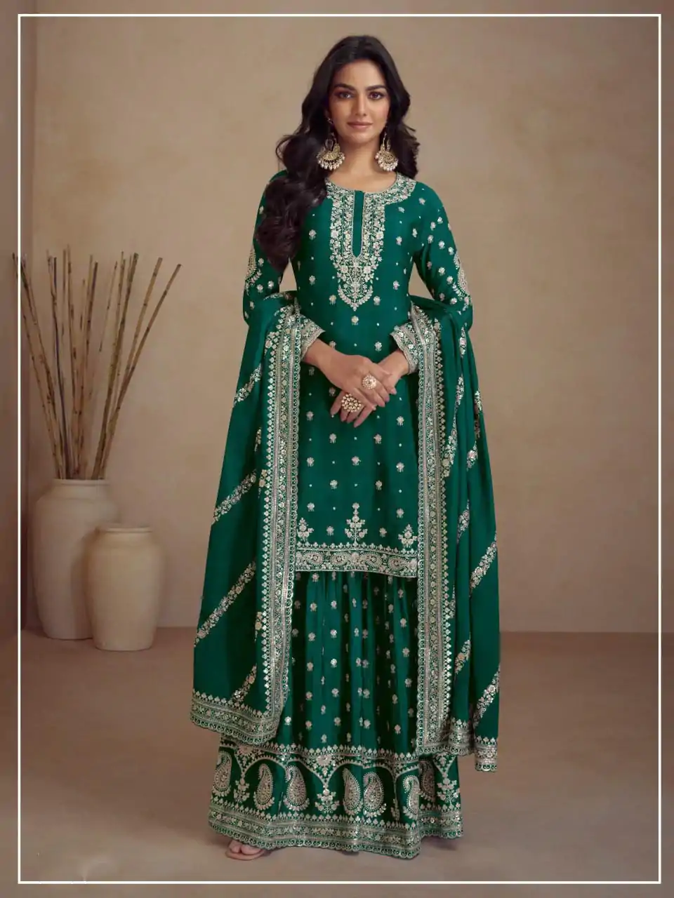 FC 5231 Green Color Heavy Semi Chinon Silk Codding Embroidery Salwar Suit Casual, Wedding, Party, Festive, Events Etc.4-6 Working Days@ 2899/-only | Jump Suits, Salwar suit, Designer Suits, Casual Suits, Creative suits, Palazzo Suits, Party Wear Suits, Patiala Suits, Straight Suits