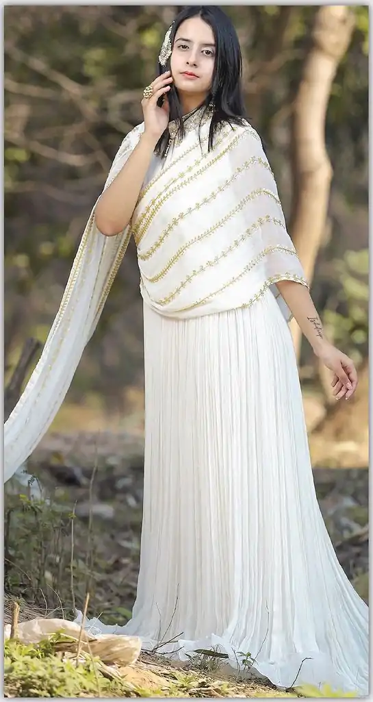 KT-204 White Color Georgette Threadbare With Sequin Work Anarkali Gown Wedding Party, Festive, Events Etc.4-6 Working Days@1699/- only | Gowns, Bollywood Gowns, Creative Gowns, Designer Gowns, Embroidered Gowns, Party Wear Gowns, Straight Suits