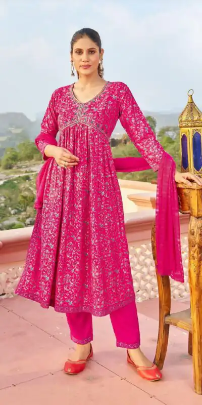  NILI Aliaa NX Dark Pink Color Rayon Alia Cut With Embroidery Work Kurti Casual, Wedding, Party, Festive, Events Etc. 4-6 Working Days @1699/- | Kurti, Bollywood Kurti, Creative Kurtis, Designer Kurti, Party Wear Kurti, Selfie Kurti