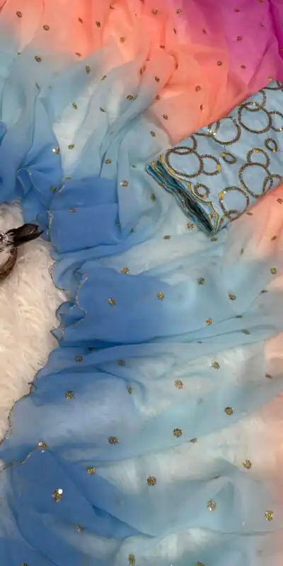 MS 470 Sky Blue color Georgette With Sequence Worked Butti Saree Casual, Wedding, Festive, Events . Expected Delivery  4-6 Working Days @1699/- only                                                                                                                                                                                  | Sarees, Bollywood Sarees, Creative Sarees, Designer Sarees, Embroidered Sarees, Ethnic Saree, Modern Digital sarees, Party Wear Sarees