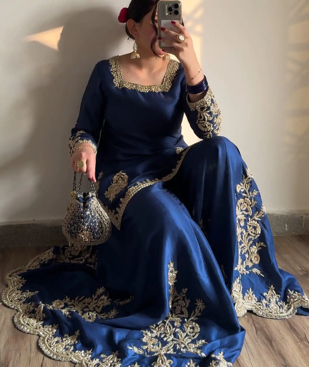 LG 1872 Blue Color Chinnon Silk With Embroidery Work Sharara Suit Wedding, Party, Festive, Events Etc.  Expected Delivery 4-6 Working Days @2049/- | Jump Suits, Salwar suit, Designer Suits, Casual Suits, Creative suits, Palazzo Suits, Party Wear Suits, Patiala Suits, Straight Suits