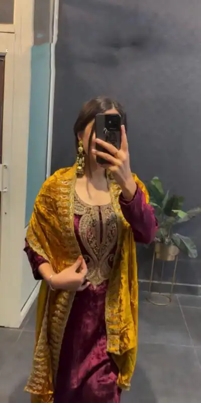 ZSR 3095 Marron Color Velvet With Heavy Embroidery Sequence Salwar Suit Casual, Wedding, Party, Festive, Events Etc.4-6 Working Days@ 1999/-only  | Jump Suits, Salwar suit, Designer Suits, Casual Suits, Creative suits, Palazzo Suits, Party Wear Suits, Patiala Suits, Straight Suits