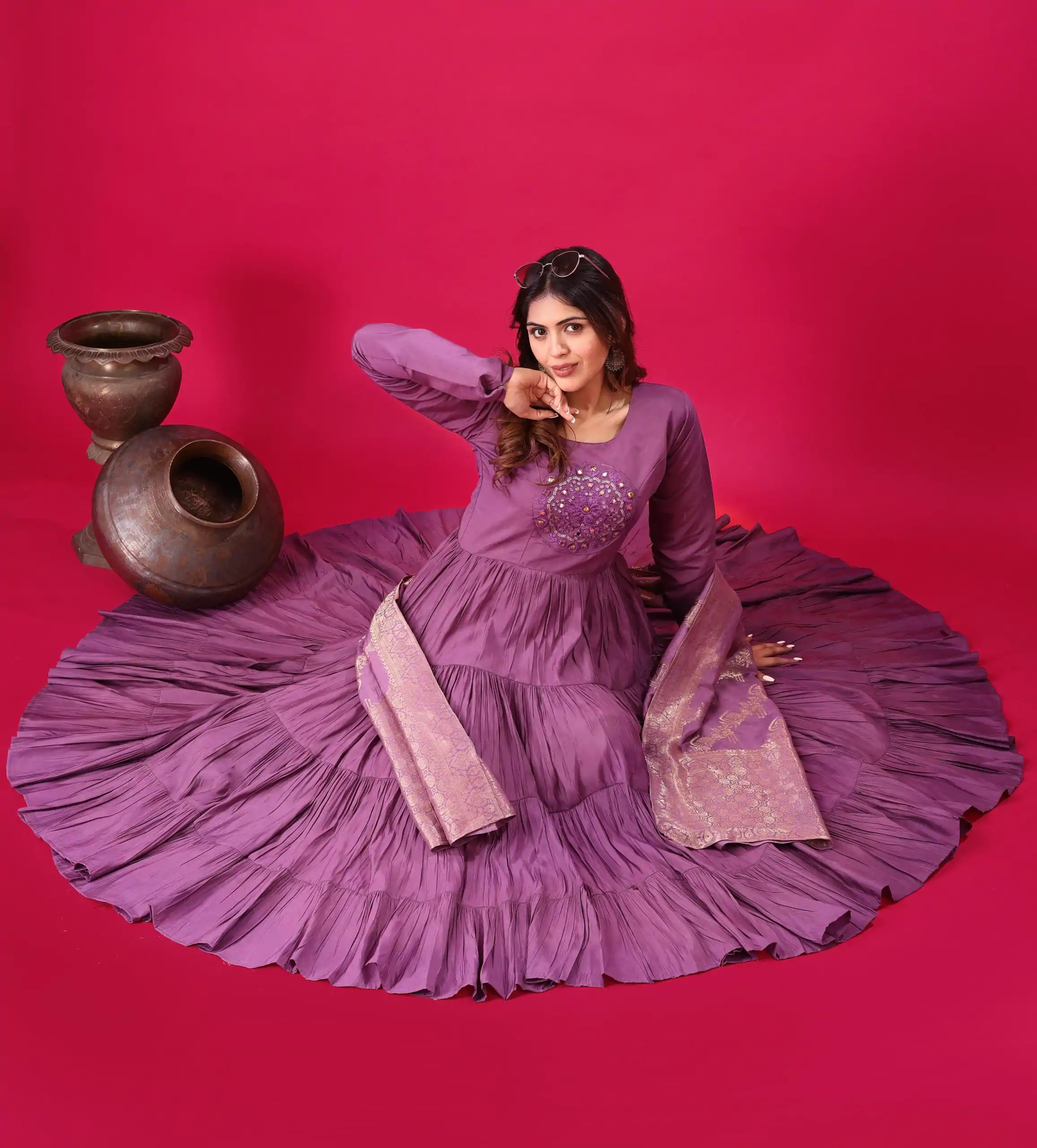 ZSR 3107 Purple Color Roman Silk With Embroidery Sequence Work Anarkali Gown Wedding Party, Festive, Events Etc.4-6 Working Days@1999/- only | Gowns, Bollywood Gowns, Creative Gowns, Designer Gowns, Embroidered Gowns, Party Wear Gowns, Straight Suits