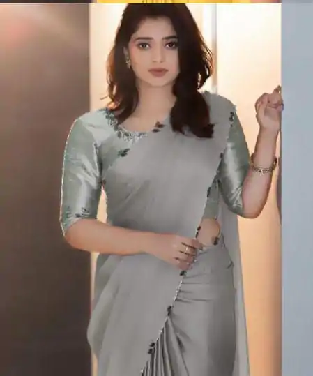 AC Lady Grey Color Rangoli Silk Handwork And Cutwork With Pearl Saree Casual, Wedding, Festive, Events . Expected Delivery  4-6 Working Days @1899/- only                                                                                                                                             | Sarees, Bollywood Sarees, Creative Sarees, Designer Sarees, Embroidered Sarees, Ethnic Saree, Modern Digital sarees, Party Wear Sarees