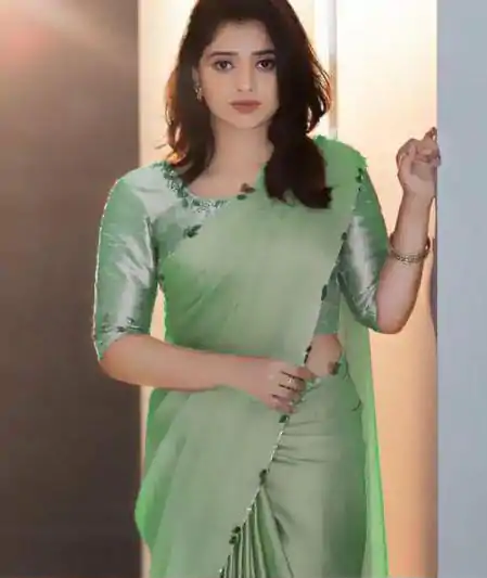 AC Lady Light Green Color Rangoli Silk Handwork And Cutwork With Pearl Saree , Wedding, Festive, Events . Expected Delivery  4-6 Working Days @1899/- only                                                                                                                                             | Sarees, Bollywood Sarees, Creative Sarees, Designer Sarees, Embroidered Sarees, Ethnic Saree, Modern Digital sarees, Party Wear Sarees