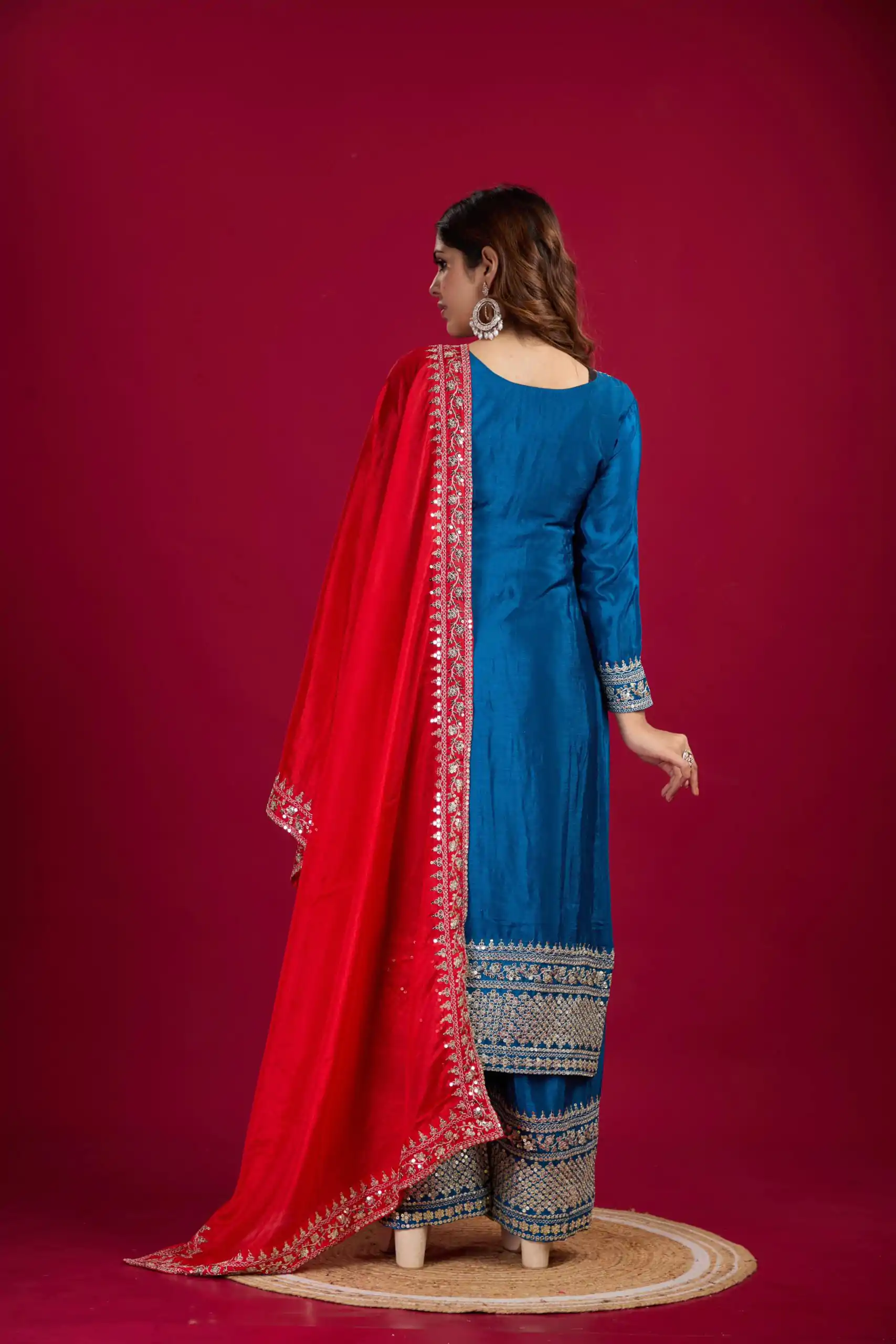SRK 5231 Blue Color Pure Chinnon Silk With Embroidery Sequence Work Salwar Suit Casual, Wedding, Party, Festive, Events Etc.4-6 Working Days@ 1899/-only | Jump Suits, Salwar suit, Designer Suits, Casual Suits, Creative suits, Palazzo Suits, Party Wear Suits, Patiala Suits, Straight Suits