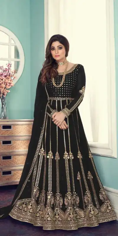 FC 8543 Black Color Georgette Codding Sequence Embroidery Work Anarkali Gown Wedding Party, Festive, Events Etc.4-6 Working Days@2149/- only | Gowns, Bollywood Gowns, Creative Gowns, Designer Gowns, Embroidered Gowns, Party Wear Gowns, Straight Suits