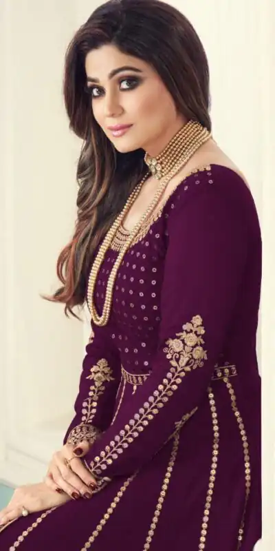 FC 8543 Purple Color Georgette Codding Sequence Embroidery Work Anarkali Gown Wedding Party, Festive, Events Etc.4-6 Working Days@2149/- only | Gowns, Bollywood Gowns, Creative Gowns, Designer Gowns, Embroidered Gowns, Party Wear Gowns, Straight Suits