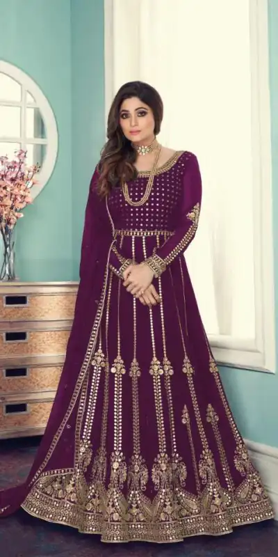 FC 8543 Purple Color Georgette Codding Sequence Embroidery Work Anarkali Gown Wedding Party, Festive, Events Etc.4-6 Working Days@2149/- only | Gowns, Bollywood Gowns, Creative Gowns, Designer Gowns, Embroidered Gowns, Party Wear Gowns, Straight Suits