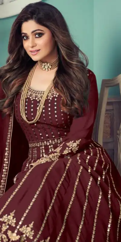 FC 8543 Maroon Color Georgette Codding Sequence Embroidery Work Anarkali Gown Wedding Party, Festive, Events Etc.4-6 Working Days@2149/- only | Gowns, Bollywood Gowns, Creative Gowns, Designer Gowns, Embroidered Gowns, Party Wear Gowns, Straight Suits