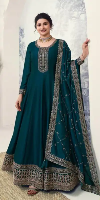 FC 67741 Dark Green Color Georgette with Embroidery Work Anarkali Suit Casual, Wedding, Party, Festive, Events. Expected Delivery 4-6 Working Days @2999/- | Anarkali Suits, Bollywood Anarkali, Creative-Anarkali, Designer Anarkali, Embroidered Anarkali, Party Wear Anarkali