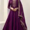 Splendorous Wine Color Silk Georgette with Embroidery Work Anarkal Suit