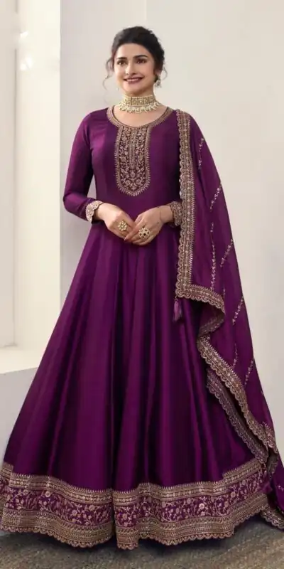 FC 67746 Wine Color Georgette with Embroidery Work Anarkali Suit Casual, Wedding, Party, Festive, Events. Expected Delivery 4-6 Working Days @2999/-Only | Anarkali Suits, Bollywood Anarkali, Creative-Anarkali, Designer Anarkali, Embroidered Anarkali, Party Wear Anarkali