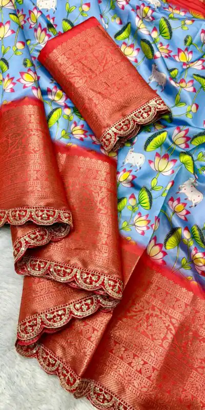 MS 466 Blue Color Dola Silk Saree With Zari Weaving Border Saree Casual, Wedding, Festive, Events . Expected Delivery  4-6 Working Days @1649/- only | Sarees, Bollywood Sarees, Creative Sarees, Designer Sarees, Embroidered Sarees, Ethnic Saree, Modern Digital sarees, Party Wear Sarees