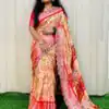 Peach Dola Silk With Zari Weaving Border Saree
