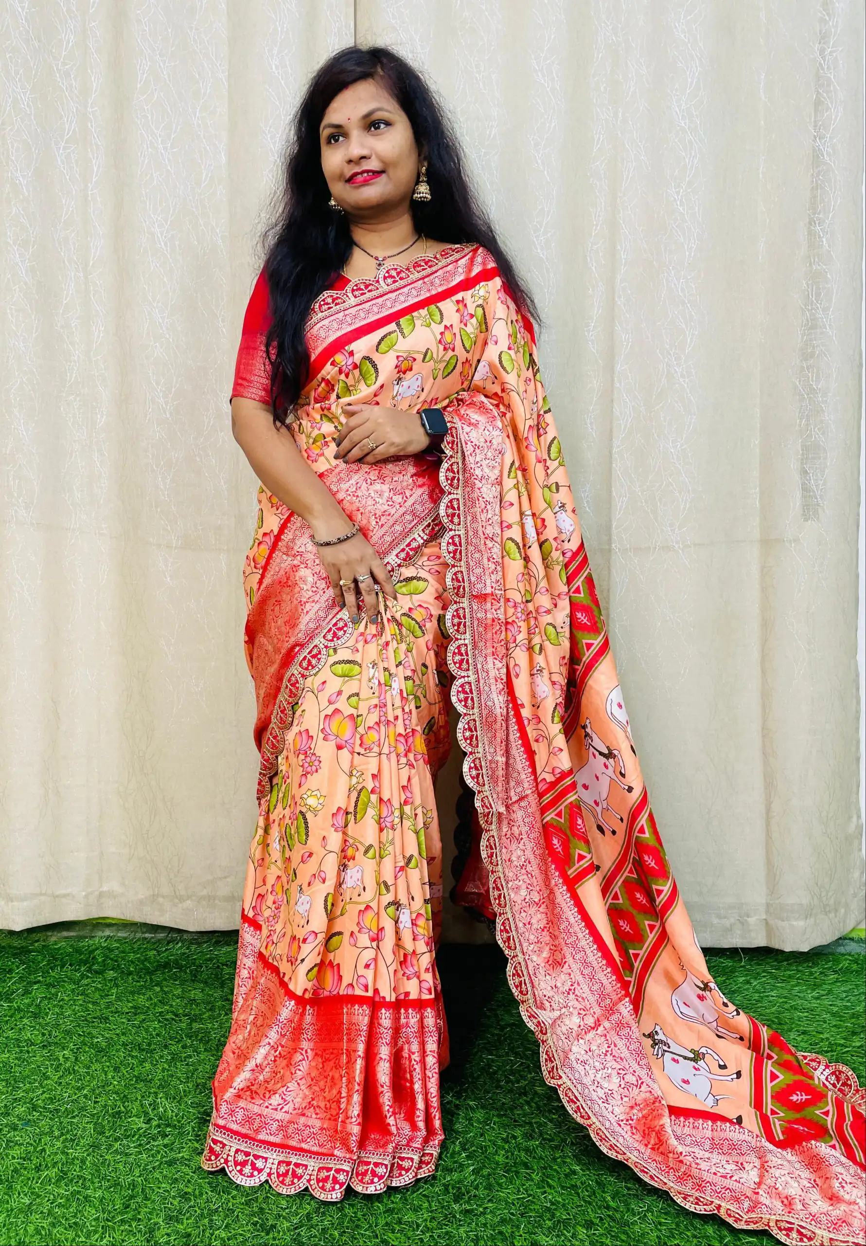 MS 466 Peach Color Dola Silk Saree With Zari Weaving Border Saree Casual, Wedding, Festive, Events . Expected Delivery  4-6 Working Days @1649/- only | Sarees, Bollywood Sarees, Creative Sarees, Designer Sarees, Embroidered Sarees, Ethnic Saree, Modern Digital sarees, Party Wear Sarees