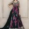 Stunning Black Color Foix Georgette with digital print  Anarkali Gown