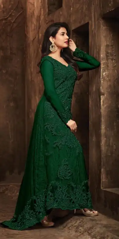  FC 5703 Green Football Net Embroidery Sequence Stone Coding Moti Work Salwar Suit Casual, Wedding, Party, Festive, Events Etc.4-6 Working Days@ 2099/-only | Jump Suits, Salwar suit, Designer Suits, Casual Suits, Creative suits, Palazzo Suits, Party Wear Suits, Patiala Suits, Straight Suits