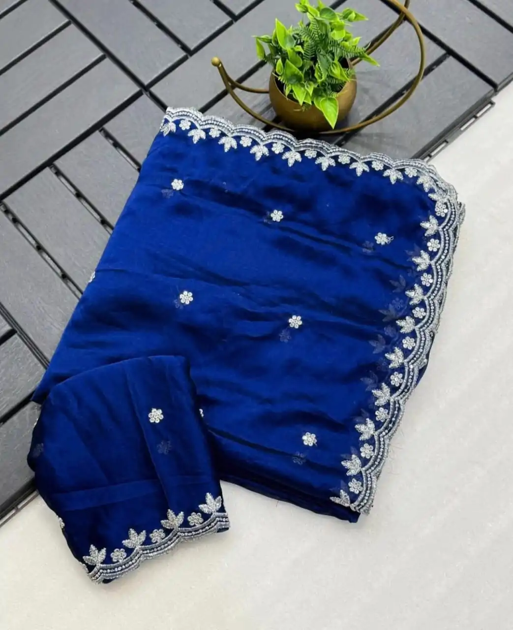 KT Arrival Blue Color Rangoli Chiffon Embroidery Cut Work Saree Casual, Wedding, Festive, Events . Expected Delivery  4-6 Working Days @1549/- only                                                                                                                                             | Sarees, Bollywood Sarees, Creative Sarees, Designer Sarees, Embroidered Sarees, Ethnic Saree, Modern Digital sarees, Party Wear Sarees