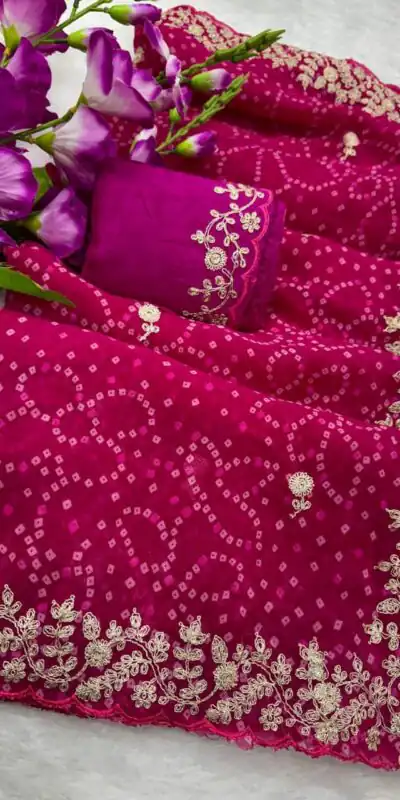 DS Bandhni Pink Color Georgette Bandhni Print With Sober Pita Work Embroidery Saree , Wedding, Festive, Events . Expected Delivery  4-6 Working Days @1849/-                                                                                                                                         | Sarees, Bollywood Sarees, Creative Sarees, Designer Sarees, Embroidered Sarees, Ethnic Saree, Modern Digital sarees, Party Wear Sarees