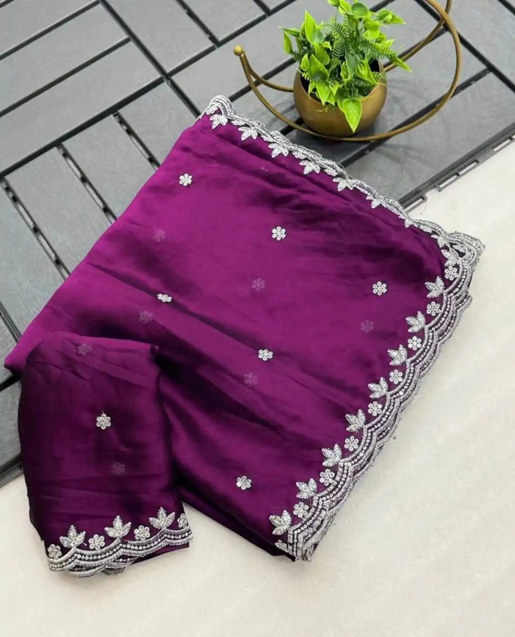 KT Arrival Wine Color Rangoli Chiffon Embroidery Cut Work Saree Casual, Wedding, Festive, Events . Expected Delivery  4-6 Working Days @1549/- only                                                                                                                                             | Sarees, Bollywood Sarees, Creative Sarees, Designer Sarees, Embroidered Sarees, Ethnic Saree, Modern Digital sarees, Party Wear Sarees