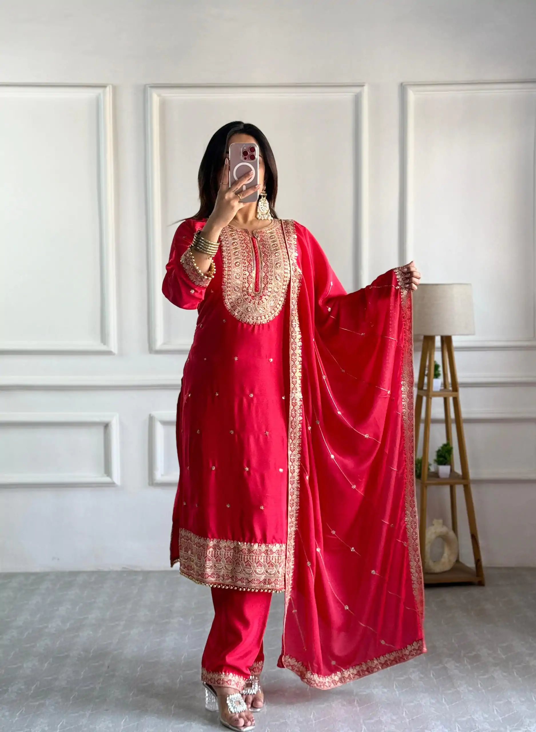 VLM 254 Red Color Cosmo Silk With Heavy Embroidery Sequence Work Salwar Suit Casual, Wedding, Party, Festive, Events Etc.4-6 Working Days@ 2099/-only | Jump Suits, Salwar suit, Designer Suits, Casual Suits, Creative suits, Palazzo Suits, Party Wear Suits, Patiala Suits, Straight Suits