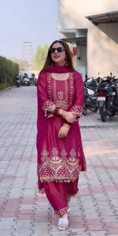 KF 1676 Red Color Roman Shimmer Silk Embroidery Sequences Work Peral Moti Salwar Suit , Wedding, Party, Festive, Events Etc.4-6 Working Days@ 1949/-only | Jump Suits, Salwar suit, Designer Suits, Casual Suits, Creative suits, Palazzo Suits, Party Wear Suits, Patiala Suits, Straight Suits