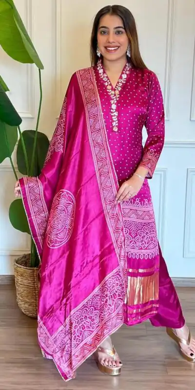 MF 751 Rani Color Chinon Silk Wide Digital Print Coding Work Salwar Suit Casual, Wedding, Party, Festive, Events Etc.4-6 Working Days@ 1599/-only | Jump Suits, Salwar suit, Designer Suits, Casual Suits, Creative suits, Palazzo Suits, Party Wear Suits, Patiala Suits, Straight Suits